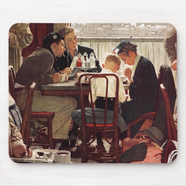 Saying Grace by Norman Rockwell Mouse Mat (Front)
