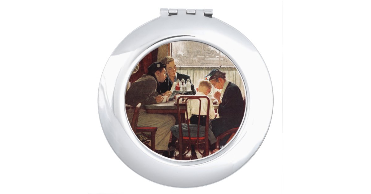 Saying Grace by Norman Rockwell Travel Mirror | Zazzle.co.uk
