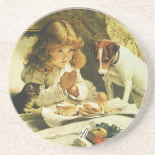 Saying Our Prayers, Suspense Charles Burton Barber Coaster
