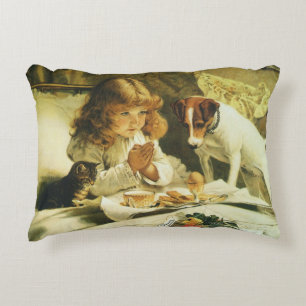 Saying Our Prayers, Suspense Charles Burton Barber Decorative Cushion