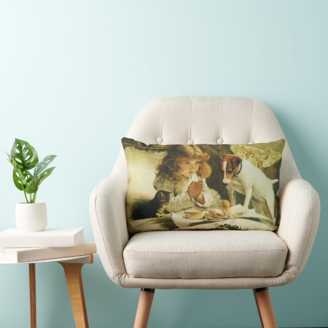 Saying Our Prayers, Suspense Charles Burton Barber Lumbar Cushion (Chair)