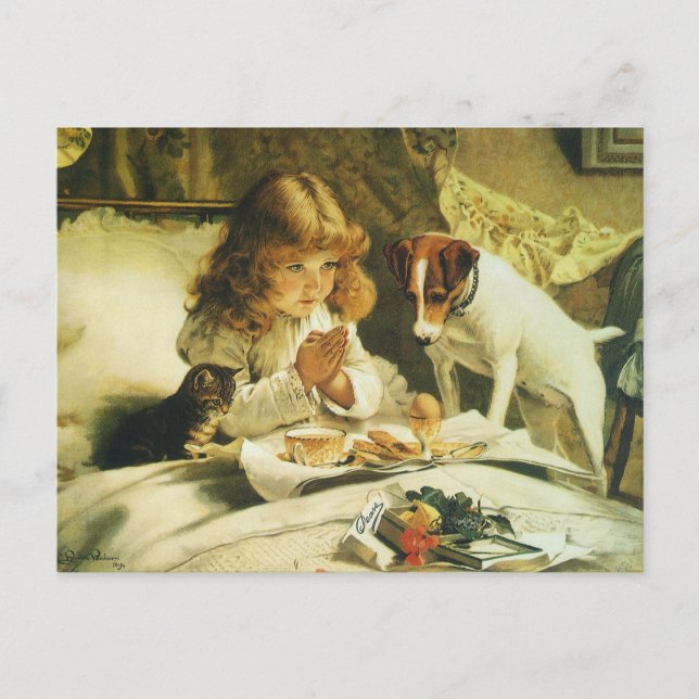 Saying Our Prayers, Suspense Charles Burton Barber Postcard (Front)