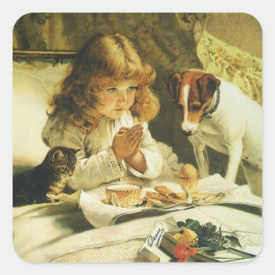 Saying Our Prayers, Suspense Charles Burton Barber Square Sticker