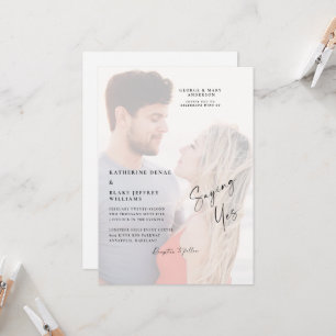 Saying Yes Couple Photo Beach Wedding Invitation