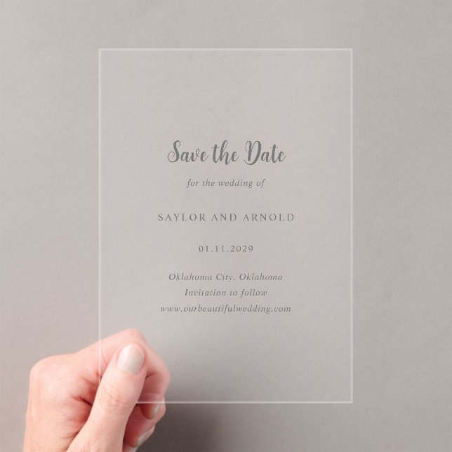 Saylor Modern Wedding Save the Date Acrylic Invitations (Insitu (Handheld))