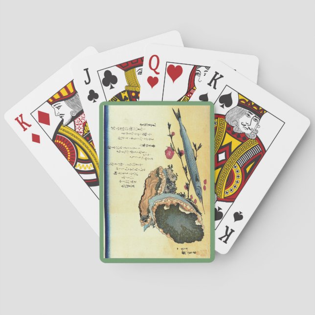 Sayori & Awabi (Halfbeak, Abalone) Hiroshige Fish Playing Cards (Back)