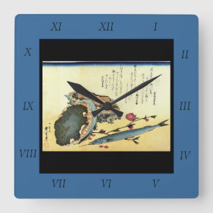 Sayori & Awabi (Halfbeak, Abalone) Hiroshige Fish Square Wall Clock