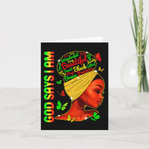 Says I Am Black Melanin Black History Month Junete Card