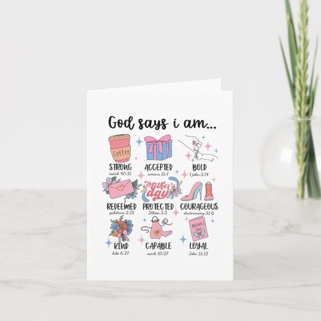 Says I Am Mothers Day Christian Motivation Mum Jes Card (Front)
