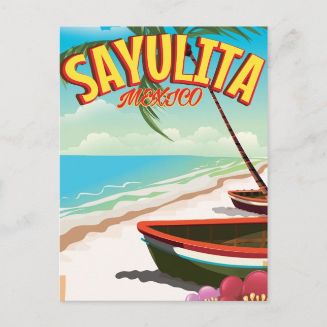 Sayulita Mexican travel poster Postcard (Front)