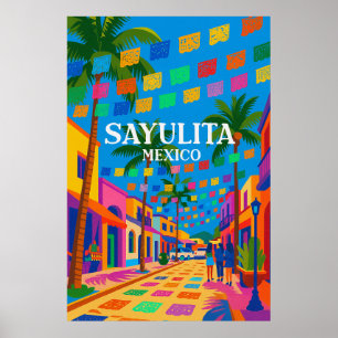 Sayulita Mexico Colorful Travel Poster