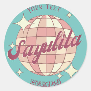 Sayulita Mexico Retro Vintage Party souvenir Classic Round Sticker