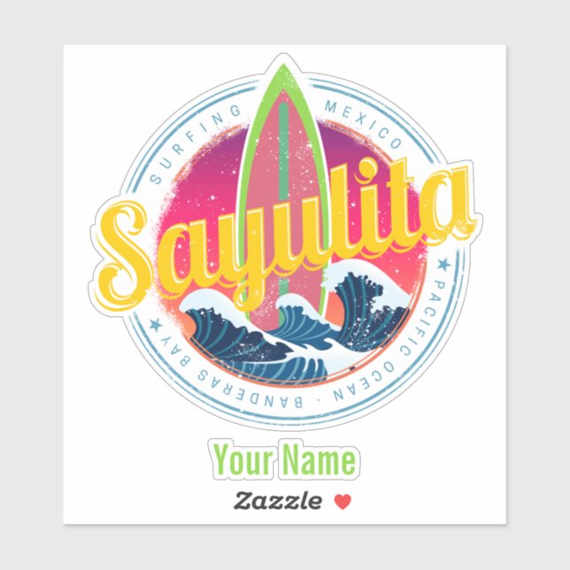 Sayulita Mexico Surfer Vintage Wave Sunset Bigwave (Sheet)