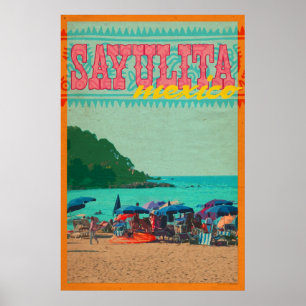 Sayulita Mexico Vintage Style Travel Poster