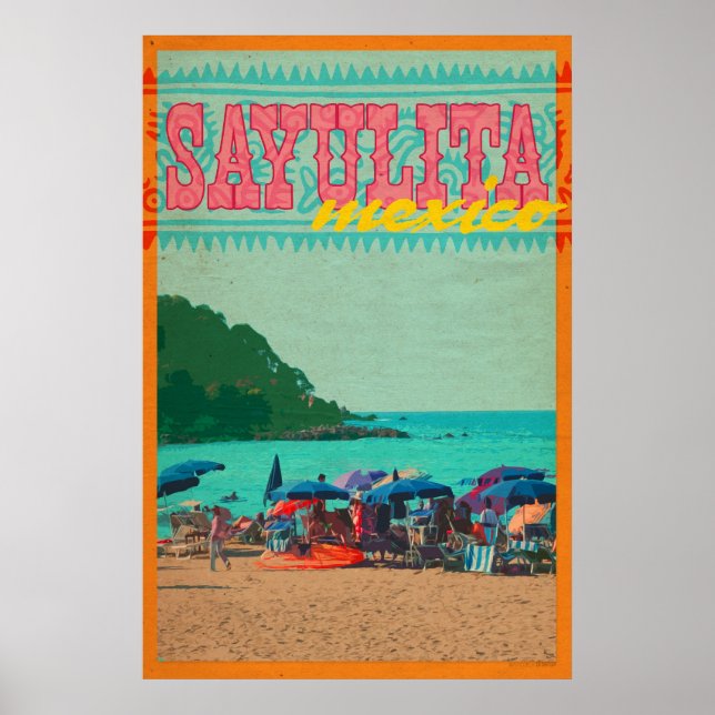 Sayulita Mexico Vintage Style Travel Poster (Front)