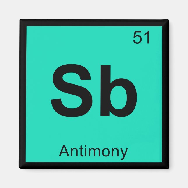 Sb - Antimony Chemistry Periodic Table Symbol Magnet (Front)