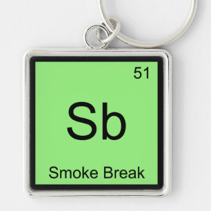 Sb - Smoke Break Chemistry Element Symbol Tee Key Ring