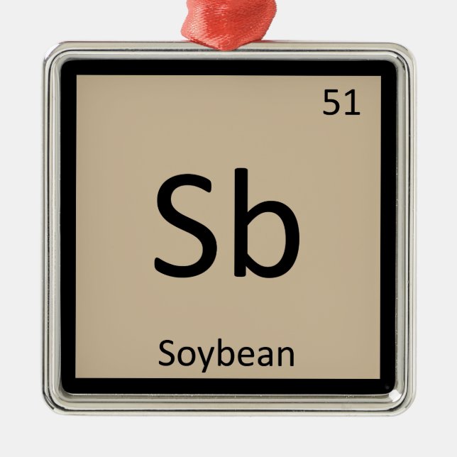 Sb - Soybean Chemistry Periodic Table Symbol Metal Tree Decoration (Front)
