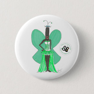 SBM Pseudo Celeb Green Ruffle Fashion Button Pin