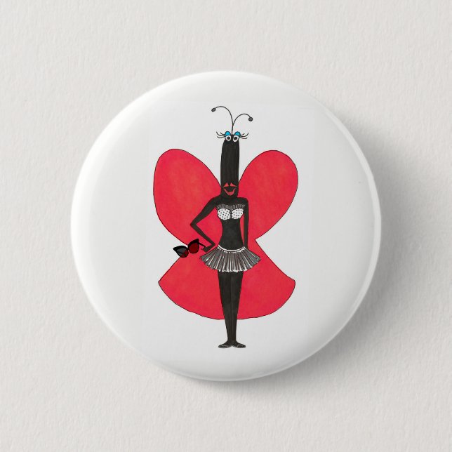 SBM Pseudo Celeb Red/Black Bikini Fashion Pin (Front)