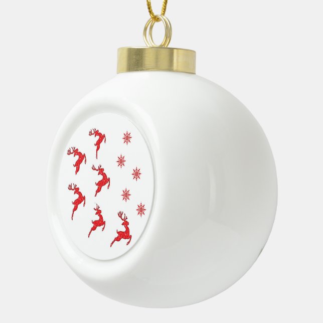 Sbowflake Framed Ball Shape Ornament - Reindeers  (Right)