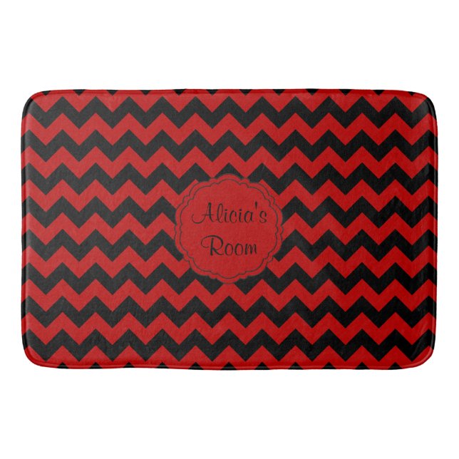 SC Chevron Bath Mat-Red-Black Bath Mat (Front)