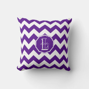 SC Chevron,Letter L Purple-White Pillow