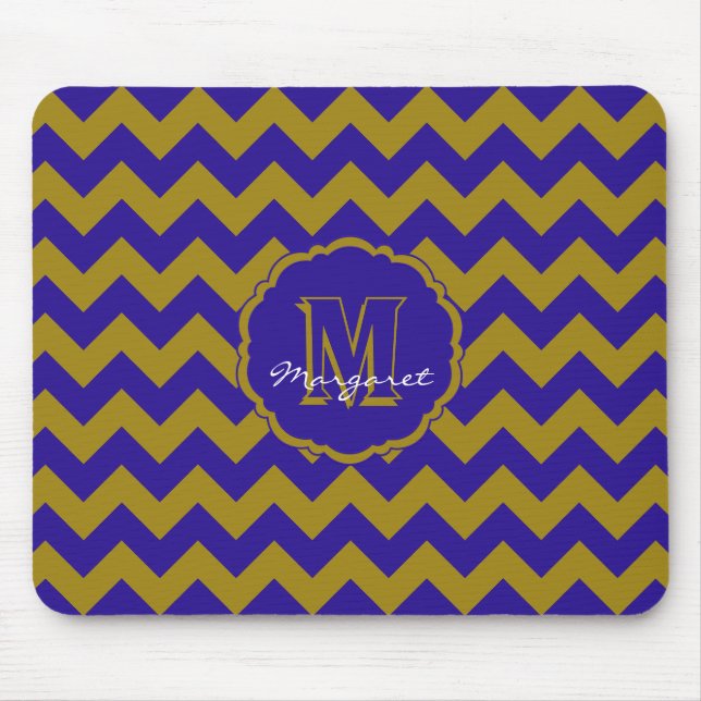 SC Chevron Mouse Pad-Blue and Gold Mouse Mat (Front)