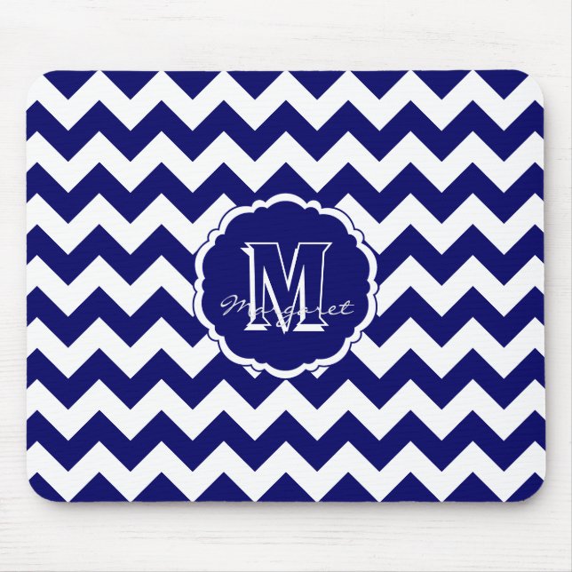 SC Chevron Mouse Pad-Blue and White Dark Mat (Front)