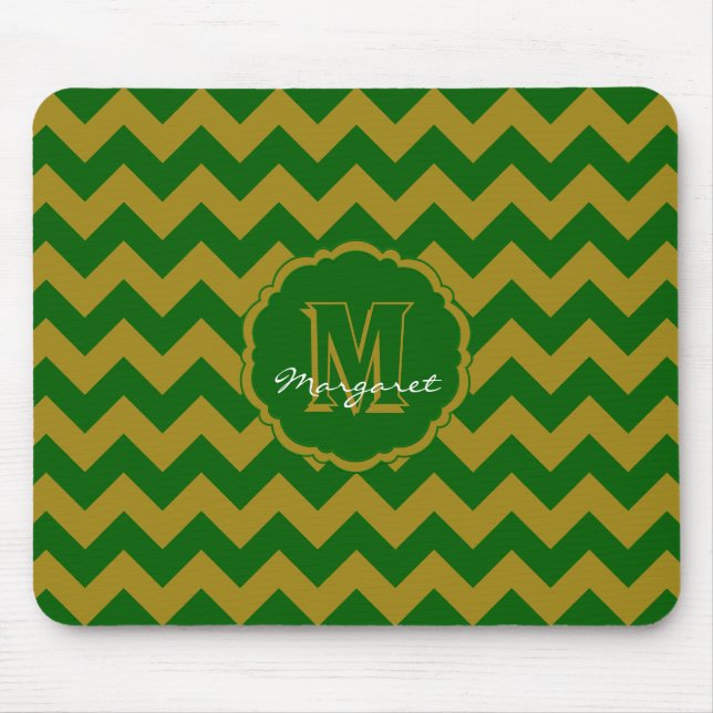 SC Chevron Mouse Pad-Green and Gold Mat (Front)