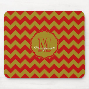 SC Chevron Mouse Pad-Red and Gold Mouse Mat