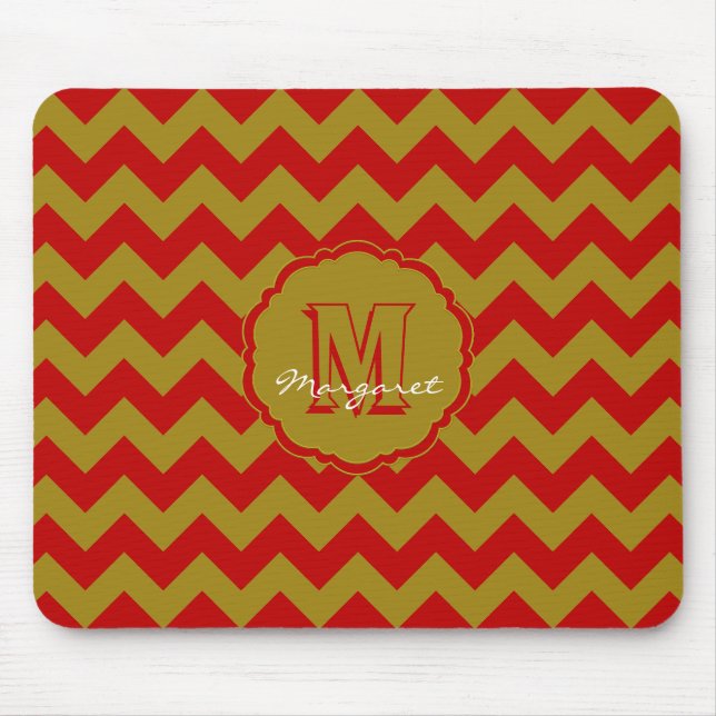 SC Chevron Mouse Pad-Red and Gold Mouse Mat (Front)