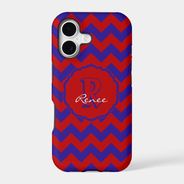SC Monogram Chevron,Red-Blue iPhone 5/5s Case (Back)