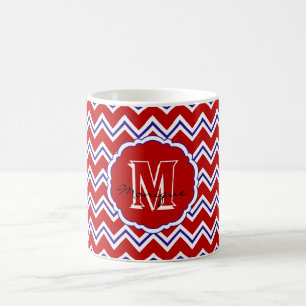 SC Monogram Chevron, Red-White-Blue-Coffee Mug