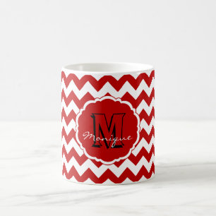 SC Monogram Chevron, Red-White-Coffee Mug