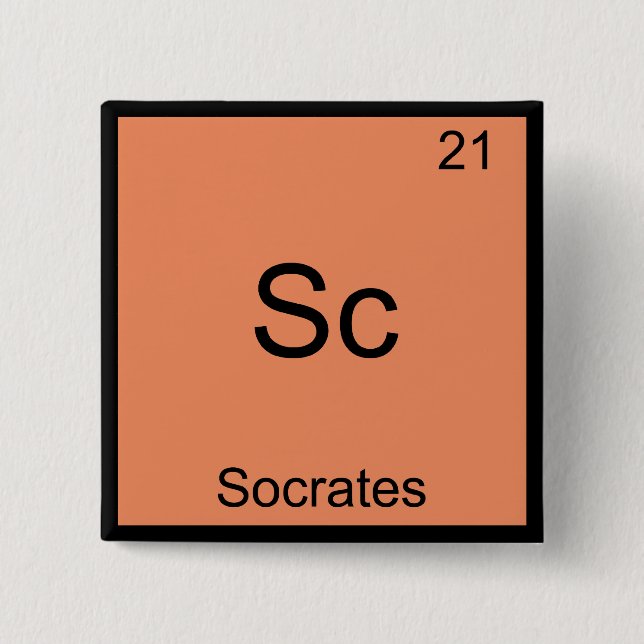 Sc - Socrates Funny Element Chemistry Symbol Tee 15 Cm Square Badge (Front)