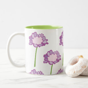 Scabiosa Purple Pincushion Flower Floral Two-Tone Coffee Mug