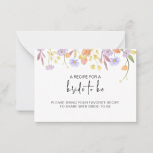 Scabiosa Wildflower Bridal Shower Recipe Request Card