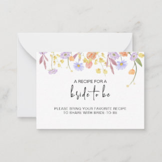 Scabiosa Wildflower Bridal Shower Recipe Request Card