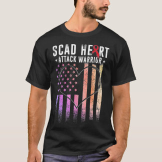 SCAD Heart Attack Survivor USA Flag Fight Warrior  T-Shirt