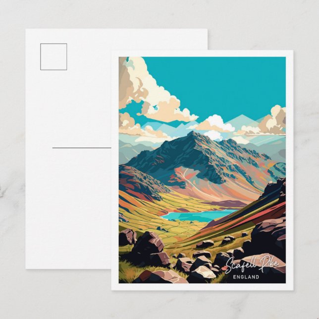 Scafell Pike England Travel Vintage illustration Postcard (Front/Back)