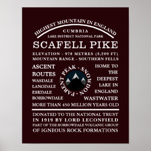 Scafell Pike, Mountain Expedition Information Poster