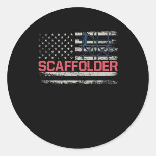 Scaffolder USA Flag Scaffolding Builder Classic Round Sticker