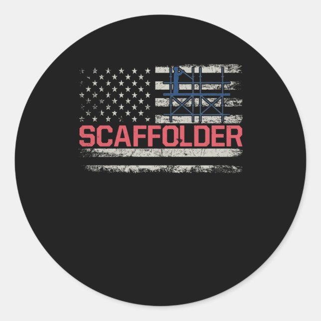 Scaffolder USA Flag Scaffolding Builder Classic Round Sticker (Front)