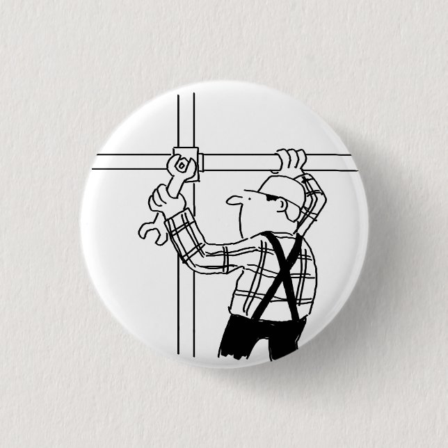 Scaffolder with Scaffolding 3 Cm Round Badge (Front)