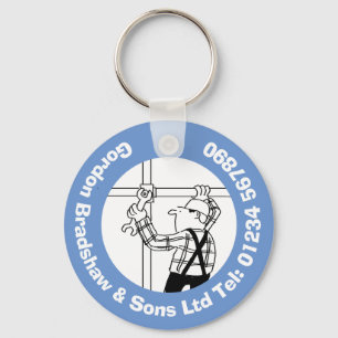 Scaffolders & Scaffolding Business Cartoon Key Ring