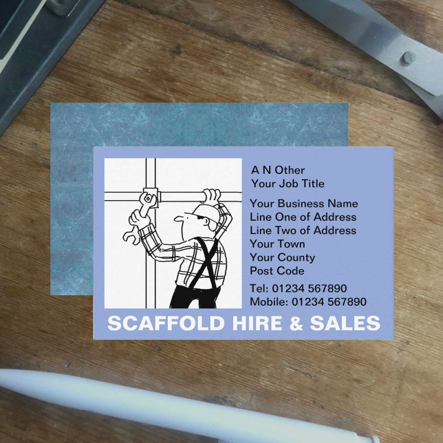 Scaffolding Hire & Sales Cartoon Business Card (Creator Uploaded)