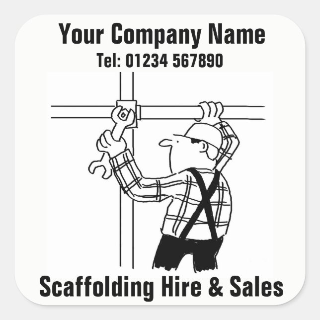 Scaffolding Hire & Sales Cartoon Square Sticker (Front)