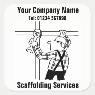 Scaffolding Services Cartoon Square Sticker