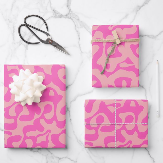 Scala Media Abstract Pink Modern Preppy Pattern Wrapping Paper Sheet (Front)